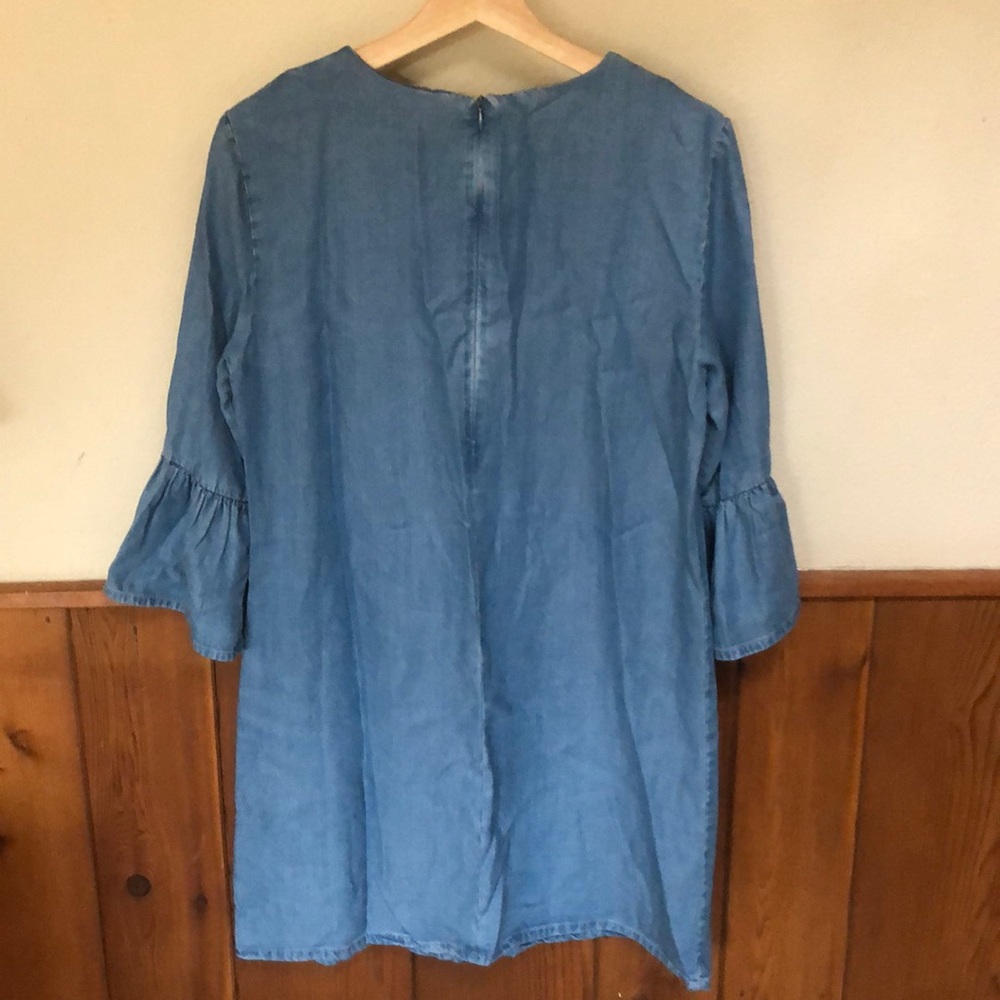 Zara Denim Bell Sleeve Dress - Picture 3 of 7